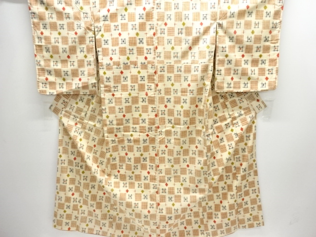 JAPANESE KIMONO / TSUMUGI / WOVEN IGETA PATTERN